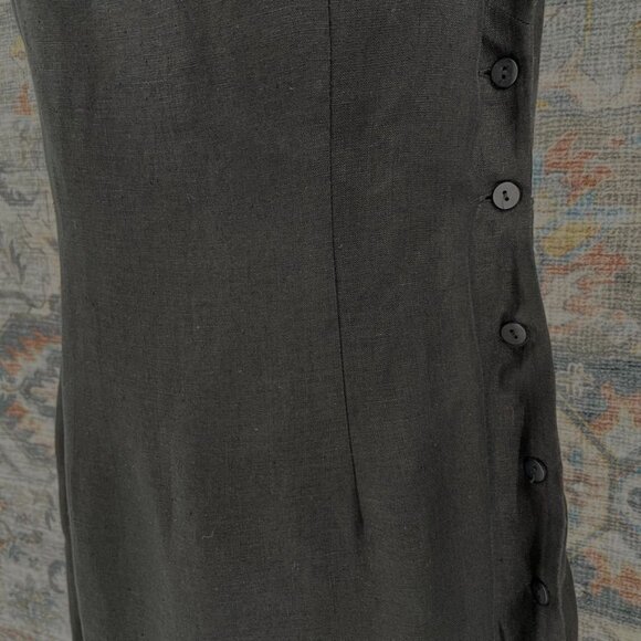 Brooks Brothers Linen Dress Size 4 Black Side Button Sleeveless Lined Round Neck - Picture 4 of 10
